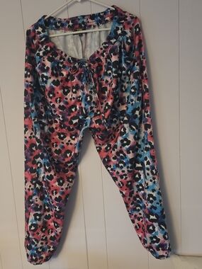 L&B Womens Multicolor Leopard Print Jogger Pants